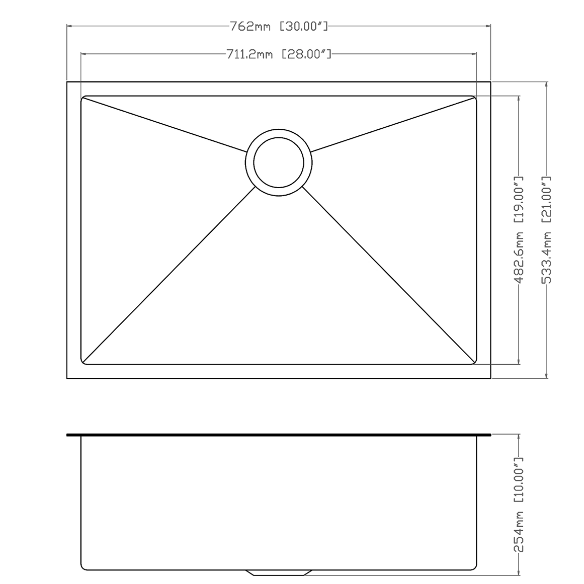 Aquacubic 304 aço inoxidável feito à mão Undermount UPC 30 * 21 polegadas PVD Gunmetal preto pia de cozinha