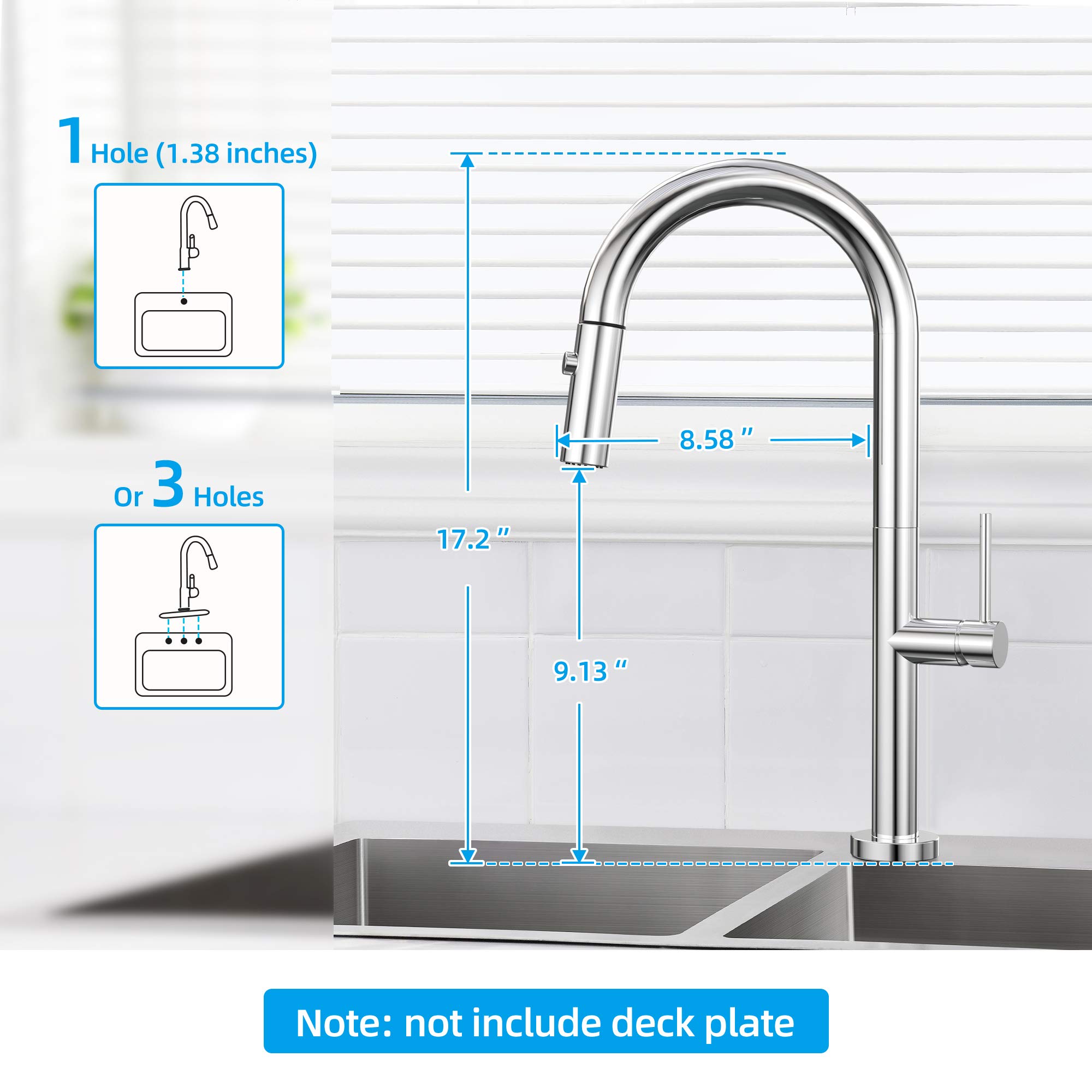 Aquacubic moderno cupc nsf acabamento cromado dupla função torneira da pia da cozinha com pulverizador pull down AF6842-5