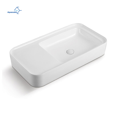 Pias de vaso de banheiro branco com formato especial personalizado acima da bancada de porcelana lavatório de arte em cerâmica