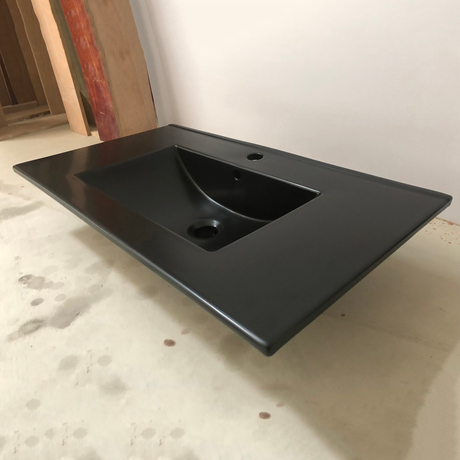 Dissipadores cerâmicos do armário do banheiro da vaidade do tampo da mesa cerâmica preta fosca de alta qualidade