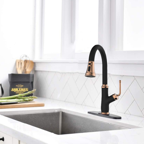 Aquacubic cUPC corpo de latão sólido sem chumbo ouro e preto pull down torneira de cozinha