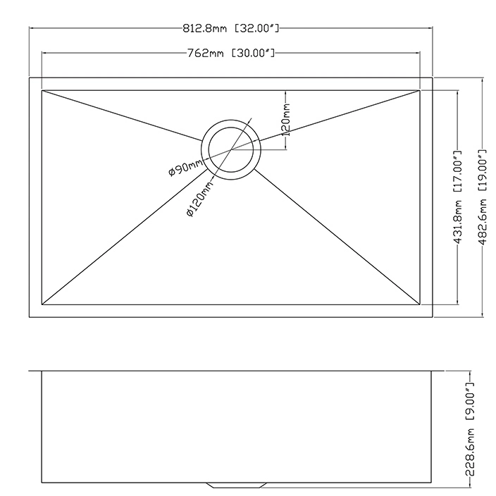 Pia de cozinha artesanal de aço inoxidável Undermount PVD Nano de calibre 18 304 com grade inferior