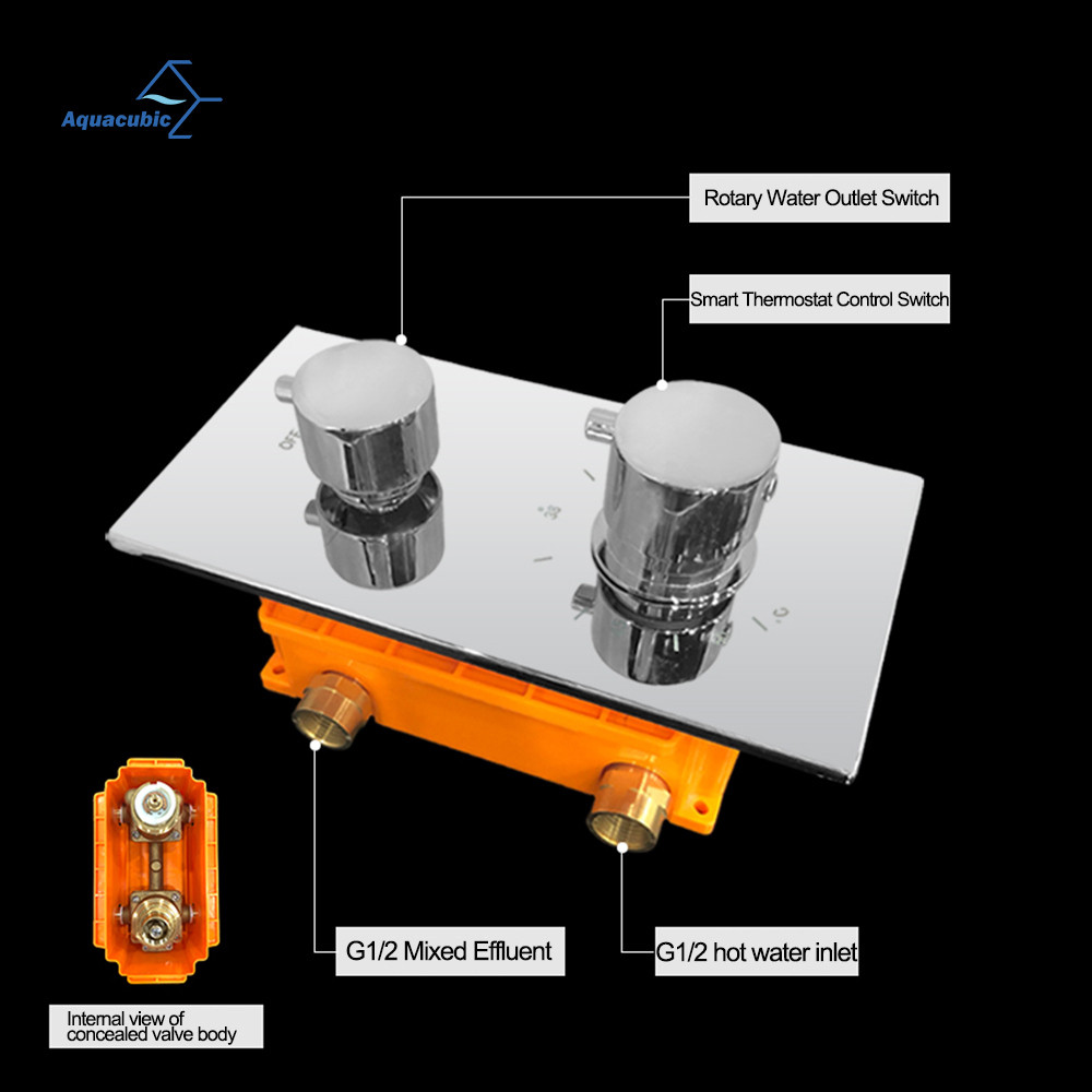 Conjunto de sistema de chuveiro de latão oculto de banheiro luxuoso de 10 polegadas e válvula misturadora termostática