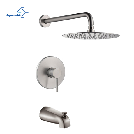 Aquacubic Wall Mount Rainfall Banheira e Sistema de Chuveiro com Pressão Balanceada com Válvula Rough-in