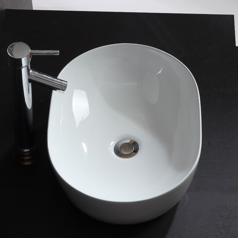Aquacubic RV porcelana artística oval acima do balcão pia de cerâmica branca para banheiro
