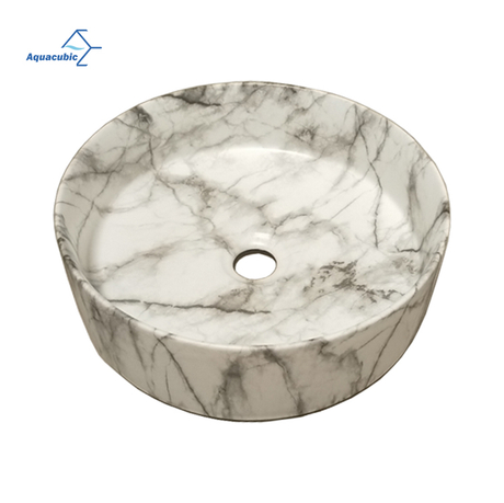 Bancada fina vaidade design high end banheiro lavagem à mão venda quente impressão de transferência de água cerâmica arte bacia para hotel