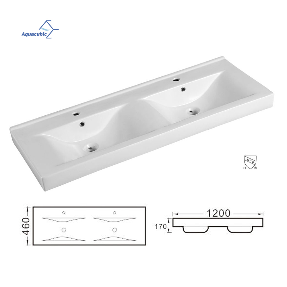 CUPC Modern Vanity Sink Basin Lavatório de mão Banheiro Vanity Pia dupla Banheiro Armário de cerâmica