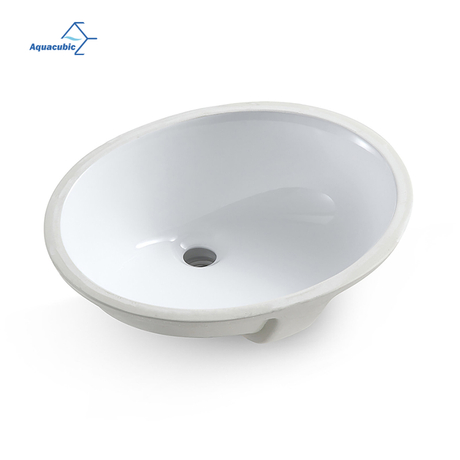 Pia de banheiro oval com vaidade de porcelana vitrificada Aquacubic