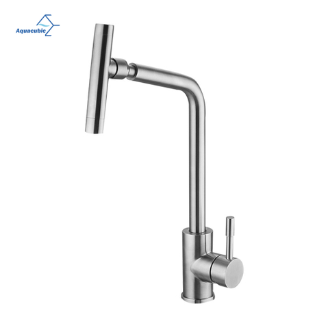 Estilo moderno de aço inoxidável com 2 funções de água, alça única, torneira de cozinha removível com pulverizador