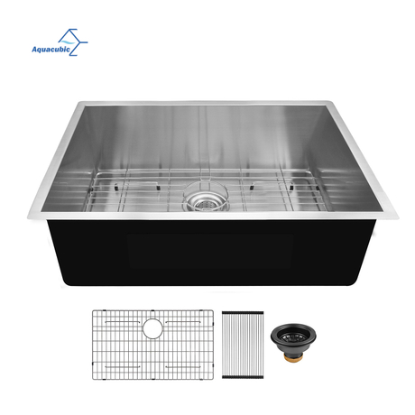 Aquacubic Modern Handmade 16/18 Gauge Undermount Pia de cozinha de aço inoxidável para cozinha