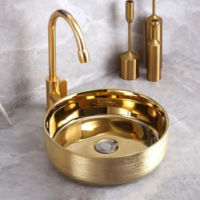 China Designer Luxo Colorido Louças Sanitárias Galvanizadas Balcão Lavatório Pia de Banheiro Pia Art Bacia