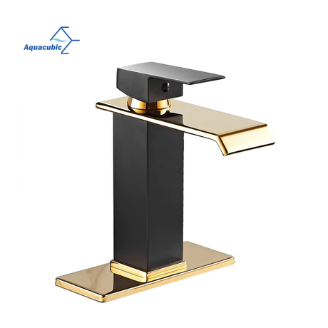 Torneira de fábrica OEM lavatório para lavatório ouro preto SUS304 torneira de lavatório com cascata escovada