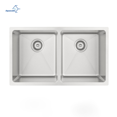 Personalização de preço de fábrica de alta qualidade artesanal de aço inoxidável 304 pias de cozinha de tigela dupla fabricadas na Tailândia