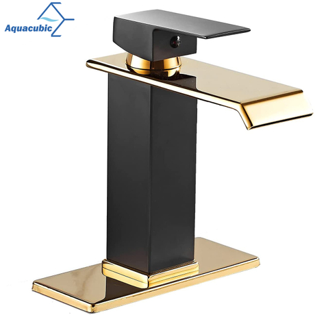 Torneira de fábrica OEM lavatório para lavatório ouro preto SUS304 torneira de lavatório com cascata escovada