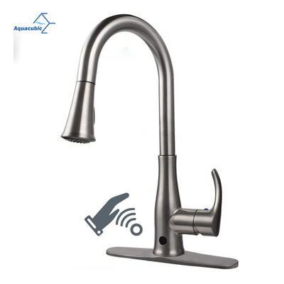Aquacubic cUPC Sensor infravermelho inteligente sem toque mão livre dois movimentos torneira de pia de cozinha puxada para baixo