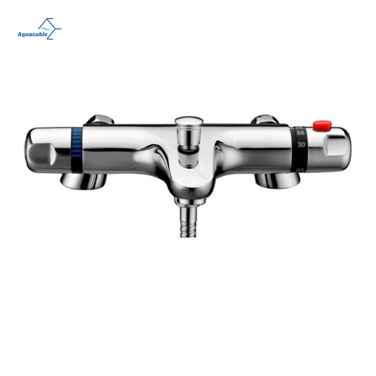 Novo design de economia de água barato fixado na parede do banheiro de saída dupla termostática misturador de chuveiro de banho