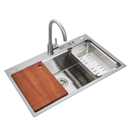 Aquacubic 29 x 18 polegadas luminárias de cozinha drop-in topmount estação de trabalho bacia única feita à mão 304 aço inoxidável pia de cozinha