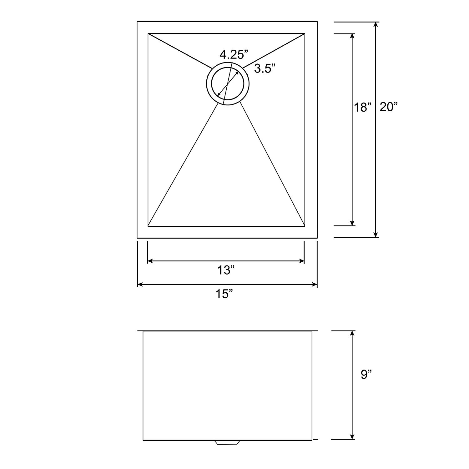 Pequena pia de cozinha feita à mão em aço inoxidável 304 Undermount RV Bar mini