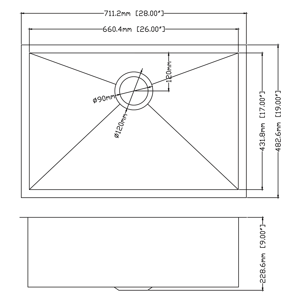 Pia de cozinha de aço inoxidável Nano Undermount moderna preta fosca