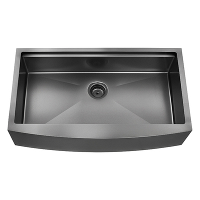 Avental de 36 x 21 polegadas frontal de aço inoxidável nano preto feito à mão para borda estação de trabalho cozinha casa de fazenda pia