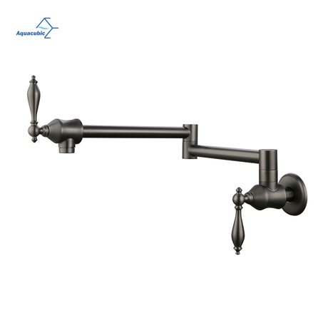 Torneira de cozinha Enchedor de pote de metal cinza chapeamento Montado na parede Latão Luxo Alça única Furo único Design gráfico Apartamento moderno