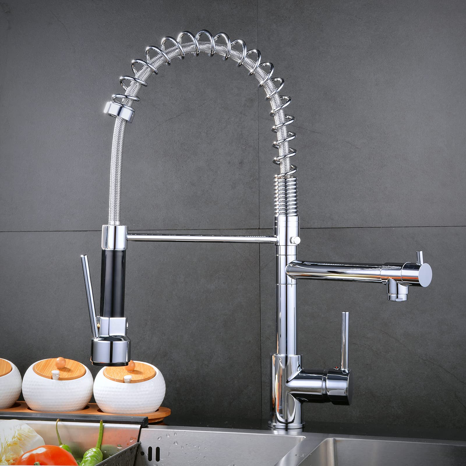 Aquacubic Top Class cUPC Comercial Spring Neck Pull Down Torneira de Cozinha com Pulverizador 