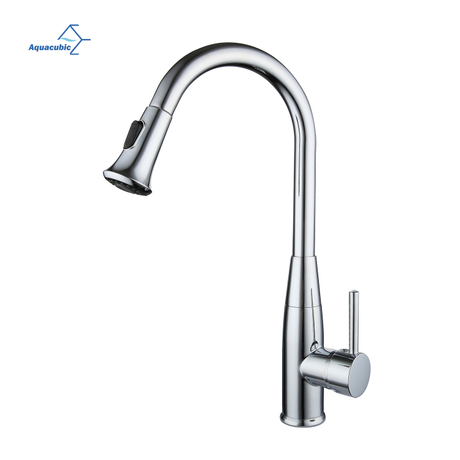 Torneira de cozinha aquacubic exclusiva cUPC CEC polida contemporânea pull-out da cozinha