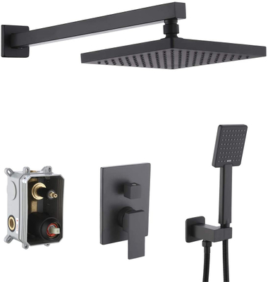 Conjunto de torneira de chuveiro oculta para banheiro preto de luxo com cabeça grande