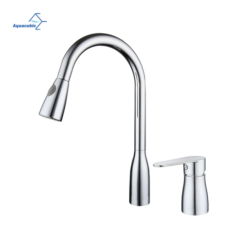 Torneira de cozinha aquacubic exclusiva cUPC CEC polida contemporânea pull-out da cozinha
