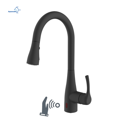 Aquacubic cupc latão automático inteligente cisne pescoço de ganso sensor touchless infravermelho puxar para baixo torneira da cozinha