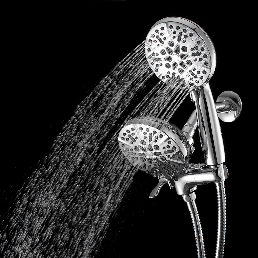 Alta pressão Chrome 7 funções Top Rainfall Rain Dual Shower Head Combo com chuveiro de mão