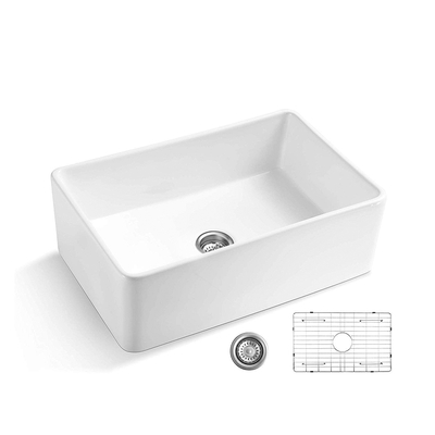 Fabricante de cerâmica 30 polegadas tigela única cozinha avental branco frente cerâmica fazenda pia de cozinha cerâmica