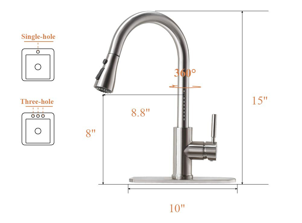 Torneira de cozinha suspensa de aço inoxidável com serviço mais vendido de boa qualidade com spray multifuncional