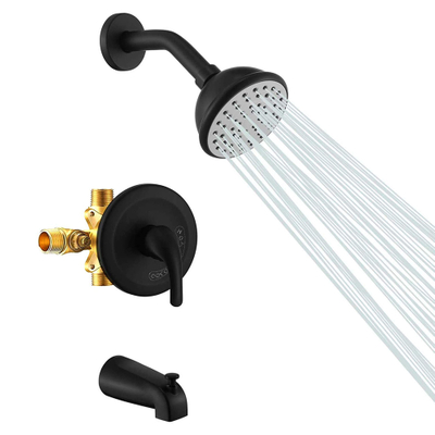 Conjunto de torneira de chuveiro preto fosco para banheira Kit de acabamento para chuveiro com bico de banheira