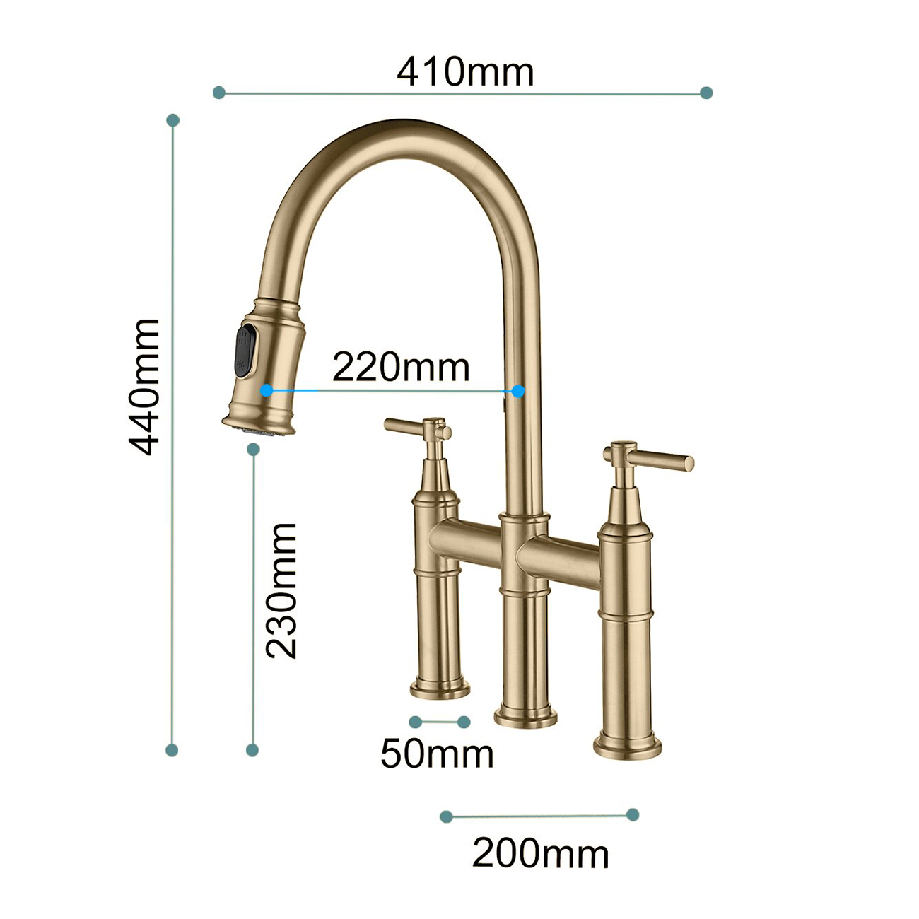 Torneira de ponte polida por indução de luxo com spray manual