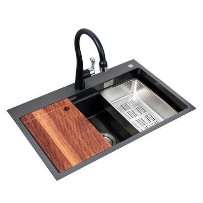 Aquacubic 30 x 18 polegadas luminárias de cozinha drop in Topmount Workstation 1 tigela feita à mão preta 201 pia de cozinha de aço inoxidável