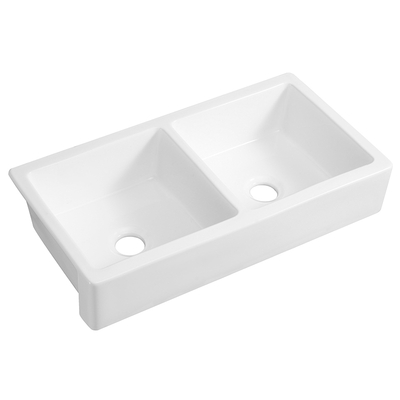 Americano UPC Padrão Grande 37 'x 19' Branco Fireclay Farmhouse Undermount Tigela Dupla Avental Pia de Cozinha de Cerâmica