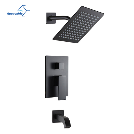 Aquacubic China Fabricante de sistema de chuveiro preto fosco conjunto de chuveiro de alça única com bico de banheira