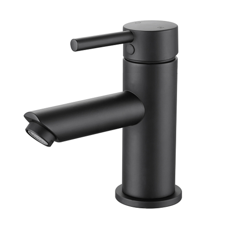 Misturador de pia de banheiro preto fosco de manípulo único