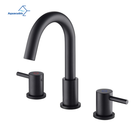 Aquacubic CUPC sem chumbo 8 polegadas 3 furos arco baixo 2 alças ampla torneira preta fosca para banheiro