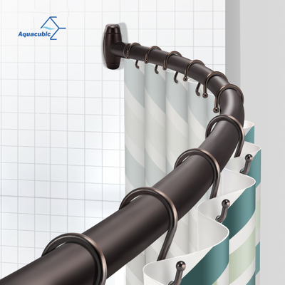Atacado bronze extensível 304 inoxidável curvo banheiro banheira canto cortina de chuveiro haste rack (50 '-72')