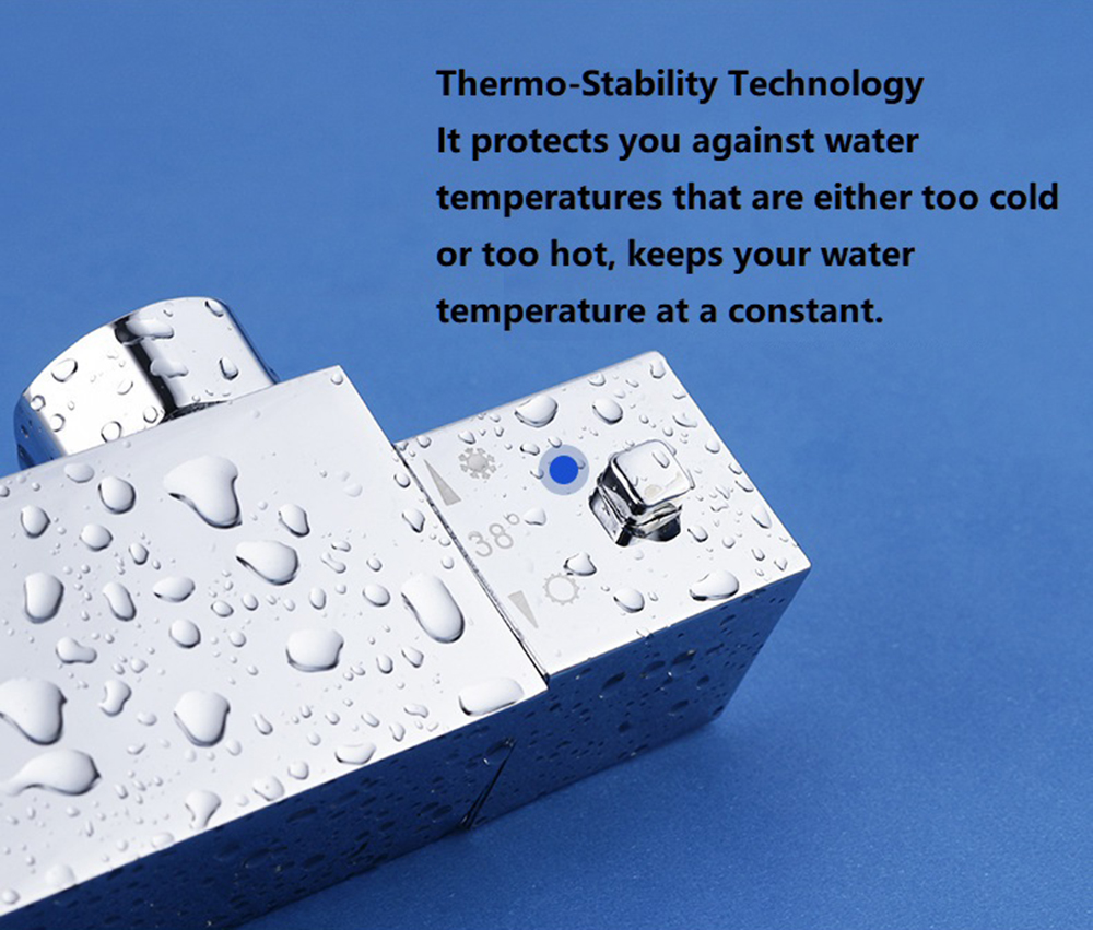 Chuveiro termostático para banheiro, montagem na parede, água quente e fria, válvula de controle de temperatura