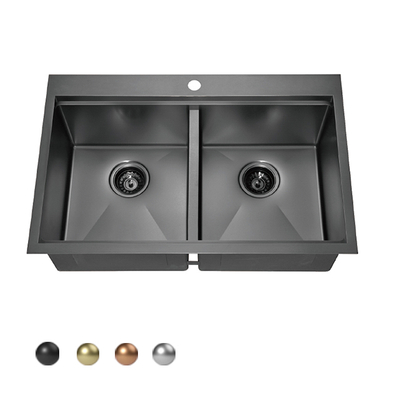 Pia de cozinha de aço inoxidável PVD nano metal preto 304