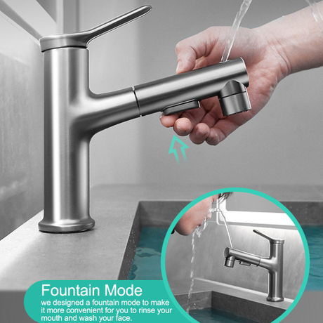 Aquacubic Certified Gunmental cinza único furos montado no convés spray removível Torneira de lavatório