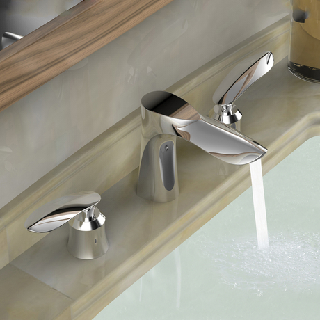 Torneira de lavatório de banheiro de latão preto estilo novo alemão simples com alças duplas