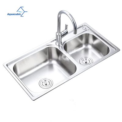 Quente na América do Sul Pia de cozinha Bacia dupla 780 x 420 x 190 mm Tigela dupla de aço inoxidável prensado/desenhado Pia de cozinha