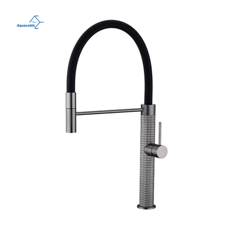 Nova itália design de luxo pull down gun metal cor cinza torneira misturadora da pia cozinha com pull out pulverizador