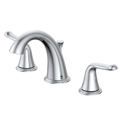Torneira de banheiro ampla de duas alças de aço inoxidável