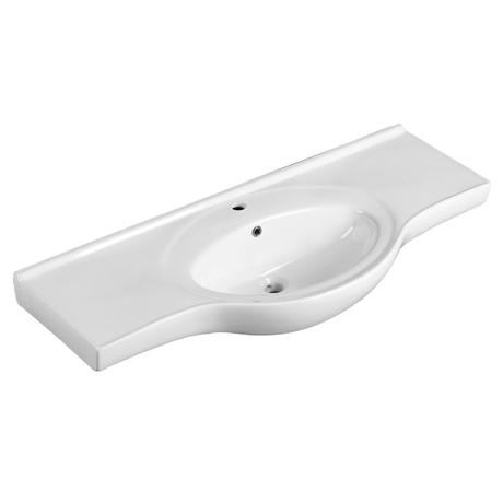 Armário de mesa com tampo de banheiro de cerâmica branca lavatório largo
