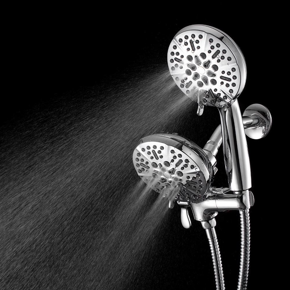 Alta pressão Chrome 7 funções Top Rainfall Rain Dual Shower Head Combo com chuveiro de mão